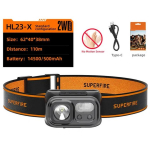 Superfire HL23-X pealamp, 2W, 110m, 120lm, 48g, IP44, USB-C, 4h t&ouml;&ouml;aeg, 45&deg; reguleerimine, akumulator 14500/500mAh