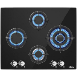 Iseasy gaasipliit MGBG-654A, 4 p&otilde;letit, 3.3 kW, 2.7 kW, 1.75 kW, 1 kW, ohutusventiil, 8 mm karastatud klaaspaneel