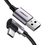 Ugreen 50941 USB-kaabel, USB 2.0, 1 m, USB A kuni USB C, must, sirge ja nurga&uuml;hendus, 480 Mbit/s