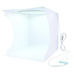 Puluz PU5030 kaasaskantav fotostuudio, 32cm, LED, 128 valgust, 24-26lm, 3200-6500K, 6 tausta, valge