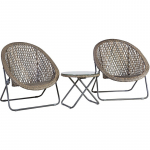 Aiam&ouml;&ouml;blikomplekt TURKU 2 tooli ja laud, kokkupandav, plastpunutis, metallraam, hall 21242 HOME4YOU