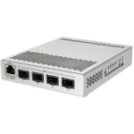 Mikrotik CRS305-1G-4S+IN l&uuml;liti, 4 SFP+ porti, 1 Gigabit Ethernet port, 12 - 57 V DC sisendpinge, 18 W maksimaalne energiatarve, 10 W t&uuml;&uuml;piline energiatarve, IEEE 802.3af, IEEE 802.3at, 16 MB flash-m&auml;lu, 512 MB sisem&auml;lu, 800 MHz protsessori sagedus,  ...