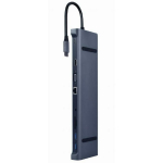 Gembird I/O adapter USB-C HDMI/USB3/10-in-1 A-CM-COMBO10-01, 4 USB 3.1, 1 HDMI, 1 VGA, 1 RJ45, 1 audio, 1 kaardilugeja
