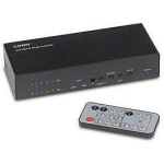 Lindy I/O VIDEO MATRIX L&Uuml;LITI 38084 4x2 HDMI 4K60, 6 HDMI sisendit, 1 Coaxial S/PDIF, 1 Stereo jack 3.5mm, Must