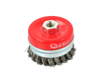 Geko Terasest keeratud s&otilde;lme traadi tassiharja 75mm G00611, 75mm, M14x2mm, 8500rpm, vastupidav teraskorpus