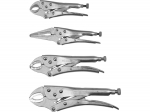 Vorel lukustamis tangid komplekt 44110, 4tk, 140mm, 165mm, 185mm, 225mm, 45-48 HRC, A3 teras, #45 s&uuml;sinikteras, nikeldatud, 0-40mm