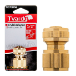 Ūdensapgādes ātrā savienotāja 1/2" ar STOP funkciju, BRASS-LINE, T07306, izturīgs misiņa dizains