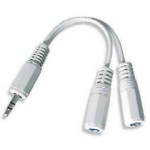 Gembird audio jagaja CCA-415-0.1M 3.5mm, 0.1m, valge, 1x3.5mm stereo pistik 2x3.5mm stereo pesadesse