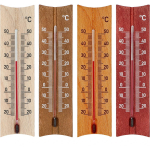 Wooden indoor thermometer (-20 to +50&deg;C), 15 cm, assorted