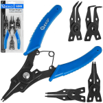 Geko Seeger circlip pliers G01687 160 mm, vahetatavad otsikud 4 tk, sirged &times;2, 45&deg;, 90&deg;, ergonoomilised