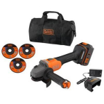 Black Decker Nurgahari BCG6L8F1S-QW, 18V, 4.0Ah, 3 ketast, 115mm, harjadeta, ergonoomiline k&auml;epide, ohutusl&uuml;liti