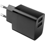 Fixed toiteadapter, Dual USB reisilaadija, FIXC17N-2U-BK, 100-240V, 17W, 5V/3.4A, 2 USB v&auml;ljundit
