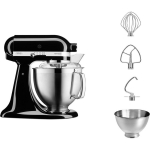 KitchenAid Artisan 5KSM185PSEOB k&ouml;&ouml;gikombain, 300 W, 4.8 L, 10 kiirust, planetaarne p&ouml;&ouml;rlemine, roostevabast terasest kauss, must