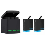 Telesin GP-BNC-801 kolme kanaliga laadija GoPro Hero 5/6/7/8, 2 akut, 4,3V 800mA, USB-C, &uuml;lekoormuskaitse