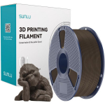 Sunlu Wood Wal filament, 1.10 g/cm&sup3;, 3.2 g/10min, 3154 MPa, 37 MPa, 65 MPa, 3%, 164 &deg;C, 65 kJ/m&sup2;, 54.4 &deg;C, 54 &deg;C, matt