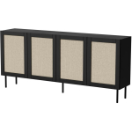 Cama Meble JUTA 301151 kummut, 200x39,5x90 cm, must, 4 ust, 4 riiulit, puitlaastplaat, MDF/HDF, metallist jalad