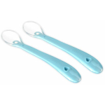 Kidsme lusikas 140308 AQ, 2 tk, Aquamarine, alates 4 kuust, silikoonist otsik, ergonoomiline k&auml;epide