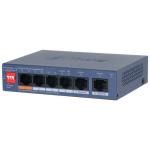 Dahua CS4006-4ET2GT-60 Hallatav l&uuml;liti 6 porti, 4 PoE porti, 10/100 Mbps, 60 W PoE eelarve, VLAN, DIP l&uuml;liti
