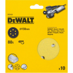 Dewalt Universaalne Liivapaber DT3123-QZ 150 mm, 80G, 10 tk, 8 auku, kiire vahetus, vastupidav, stearaatkattega