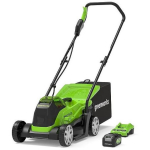 Greenworks Akutoitega muruniiduk GD24LM33K4 2516107UB, 33 cm, 24 V, 4 Ah, 30 l, 96 dB, 5 l&otilde;ikek&otilde;rguse positsiooni