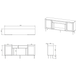 Cama Meble JUTA 301152 kummut elektrikaminiga, 202x39.5x85 cm, must, linol calabria, 3 riiulit, 2 ust, 1400-1600 W