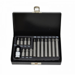 TORX skrūvgriežu bitu komplekts T20-T55, 15 gab., S2 tērauds, metāla kārba, AW35111BL, AWTOOLS