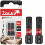 T30 25mm S2 trieciena skrūvgrieža uzgalis, Tvardy, T00180-25-2, augstas kvalitātes S2 tērauds, magnētiskais gals, 2 gab. komplekts