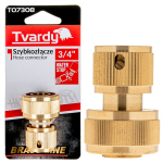 Ūdensapgādes ātrā savienotāja 3/4" ar STOP funkciju, BRASS-LINE, T07308, izturīgs misiņa dizains
