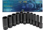 J&otilde;upadrunite komplekt, ILOforce, IF-4117-5MPB, 1/2''DR, CrMo teras, 6-kant, 11 tk, kohver