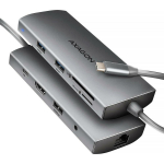 Axagon dokstatsioon HMC-8HLSA 9in1 5Gbps, 3x USB 5Gbps, 1x USB 480Mbps, 1x HDMI, 1x RJ45, 1x audio, 1x SD, 1x microSD