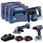 Bosch Professional T&ouml;&ouml;riistade komplekt 0615A5009G, 2x5,0Ah, 3 t&ouml;&ouml;riista, 1 aku, 1 laadija