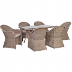 Aiam&ouml;&ouml;blikomplekt TOSCANA laud ja 6 tooli (10522) 140x80xH73cm, alumiiniumraam plastpunutisega, hall K10524 HOME4YOU