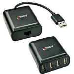 Lindy I/O pikendaja 42679 60m 4 Port USB 2.0, RJ45 1, Must, 480Mbps