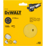 Dewalt Multi-Purpose Sandpaper DT3126-QZ 150 mm, 180G, 10 tk, 8 auku, kiire vahetus, vastupidav paberist alus, stearaatkattega