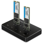 Qoltec 50310 dokijaam 2x SSD M.2 SATA NGFF, USB-C, 6 Gb/s, alumiinium, must