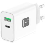 Techly IPW-USB-30WACG 621901 laadija, 30W, 100-240V, 1A, 50/60Hz, 5-20V, 2xUSB, Quick Charge 3.0, PPS, valge