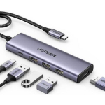 Ugreen 150145 USB 3.2 Gen 1 dokijaam, 3x Type-A, 1x Type-C, HDMI 2.0, 5 Gbit/s, 100 W, alumiinium