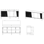 Cama Meble ABI 301261 kummut, 200x45x88 cm, mattmust, 4 ust, 4 riiulit, puitlaastplaat, MDF, metallist jalad