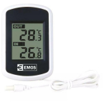 Emos Digitaalne termomeeter E0041 0010754, 0 &deg;C kuni +60 &deg;C, -40 &deg;C kuni +60 &deg;C, 2 m, &Oslash; 8 mm, 0,1 &deg;C, 2 &times; 1,5 V AAA