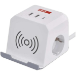 Emos Pikendus MODEL P0222CQ, 2m, 2&times;2P+PE, 3 680W, 2&times;USB-A, 1&times;USB-C, Qi, laste kaitse