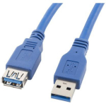 Lanberg USB-A 3.0 kaabel, 3 m, CA-US3E-10CC-0030-B, 3 m, 4,8 Gbps, Sinine, Varjestatud