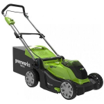 Greenworks Akutoiteline muruniiduk G40LM41K4 2504707UB, 41 cm, 40 V, 4 Ah, 50 l, 90 dB, 5 k&otilde;rguse positsiooni