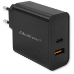 Qoltec 52381 Super Quick PD laadija, 1xUSB-C, 1xUSB, 90W, 5-20V, 2.4-4.35A, must