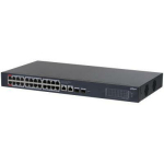 Dahua CS4228-24GT-240 l&uuml;liti, 26 RJ-45 Gigabit Ethernet porti, 24 PoE porti, 240 W PoE eelarve, 56 Gbit/s l&uuml;litamise v&otilde;ime, 8000 MAC aadressi tabel, 32 VLAN, L2 kiht, AC/DC/PoE toiteallikas, T&ouml;&ouml;temperatuuri vahemik -10 - 55 &deg;C, S&auml;ilitustemperatuuri v ...