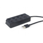 Gembird USB keskseade UHB-U2P4P-01 USB 2.0 4 porti, must, kompaktne disain, toiteallikaga keskus, Windows 11 &uuml;hilduv