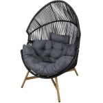 Besk Aia tool 9137864, 100cm, 98cm, 142cm, must/hall v&auml;rv, rattan, metallraam, 1 iste, 1 padja