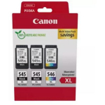 Canon Multipack PG-545XLx2/CL-546XL 8286B013, 2x15ml, 13ml, kuni 800 A4 lehte musta, kuni 300 A4 lehte v&auml;rviline, 3 kassett