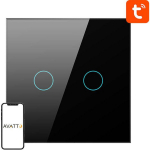 Avatto ZTS02-EU-B2 nutikas valgusl&uuml;liti, 2 nuppu, ZigBee 3.0, TUYA, must, 800W, 10A, 110-240V