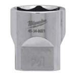 ⅜&Prime;HROMĒTI UZGRIEŽŅU SKRŪVĒ&Scaron;ANAS UZGAĻI AR ČETRIEM PLAKANIEM&trade; SĀNIEM, 3/8 DRIVE SOCKET METRIC STANDARD - 21 MM, 4932479997 MILWAUKEE