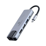 Gembird USB adapter Type C HDMI/USB3/5in1 A-CM-COMBO5-04, 4K HDMI, 1 RJ45, 1 USB-C, 1 USB 3.1, 1 USB 2.0